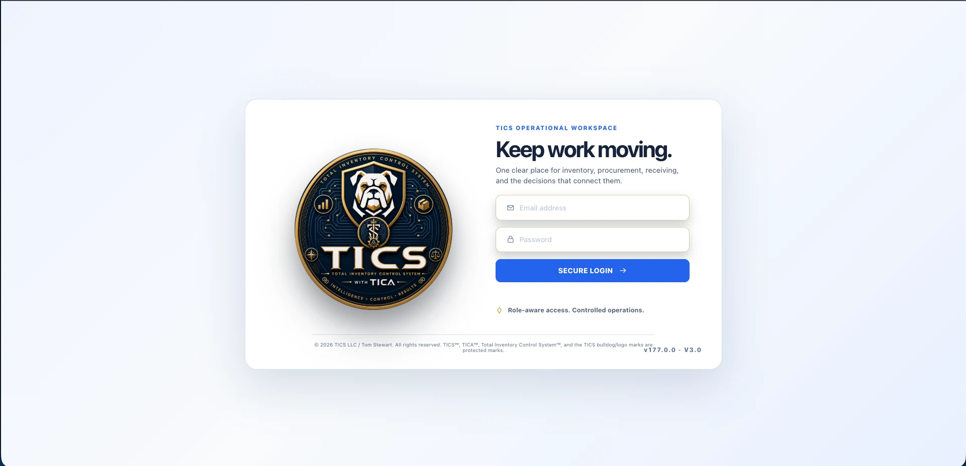 TICS V177 secure login